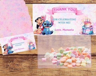 Editable Stitch Birthday Treat Bag Label, Instant Download, Custom Gift Tags, Printable Personalised  Favor Tags, Lilo and Stitch Goodie Bag