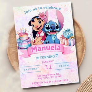 Stitch and Lilo Birthday Invitation, Instant Download, Editable Digital Party Invitations, Custom and Printable personalized Invitations