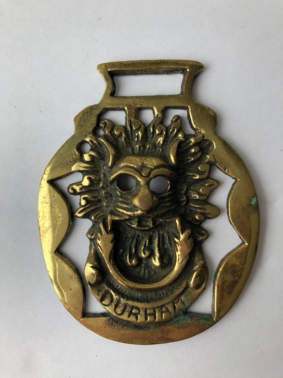Vintage Durham Sanctuary Beast Horse Brass Medallion Martingale Horse Harness Brass Decoration