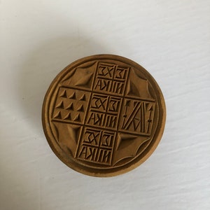 Vintage wooden religious bread stamp seal used for sacred Altar bread traditional orthodox