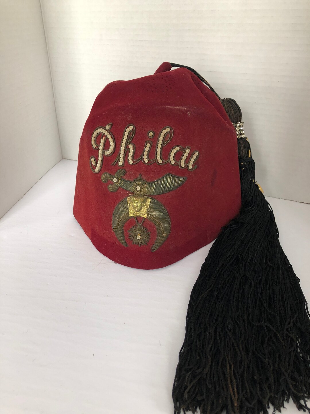 Vintage Shriners Masonic Fez Hat Philae Nova Scotia Made by Harry M