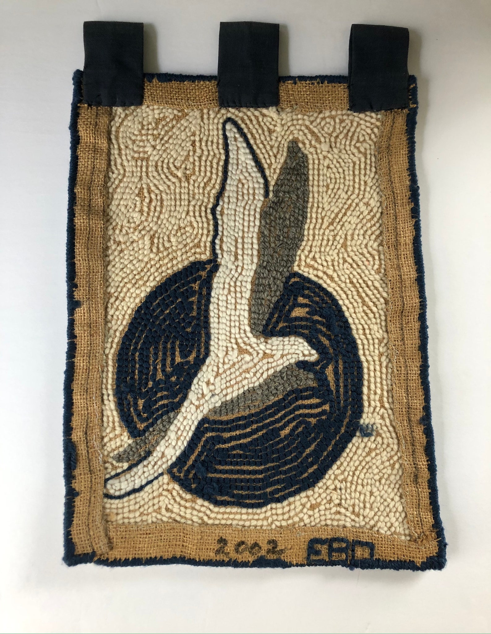 Beautiful Vintage Nova Scotia Hooked Rug Wall Hanging With Seagulls Birds Etsy