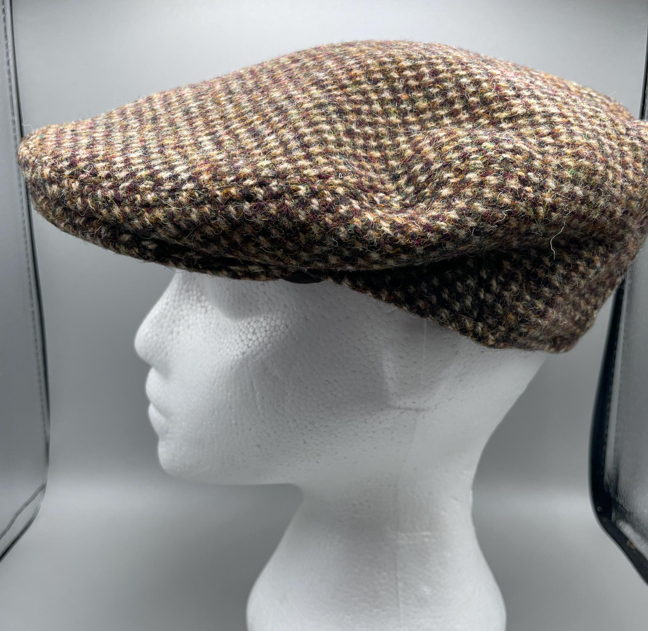 L.L. BEAN Vintage Harris Tweed Hand Woven Scottish Wool Hat Gray S Vtg L.l.bean Harris Tweed Wool Ivy Cap Flat Plaid Hat Size 7  main image 4