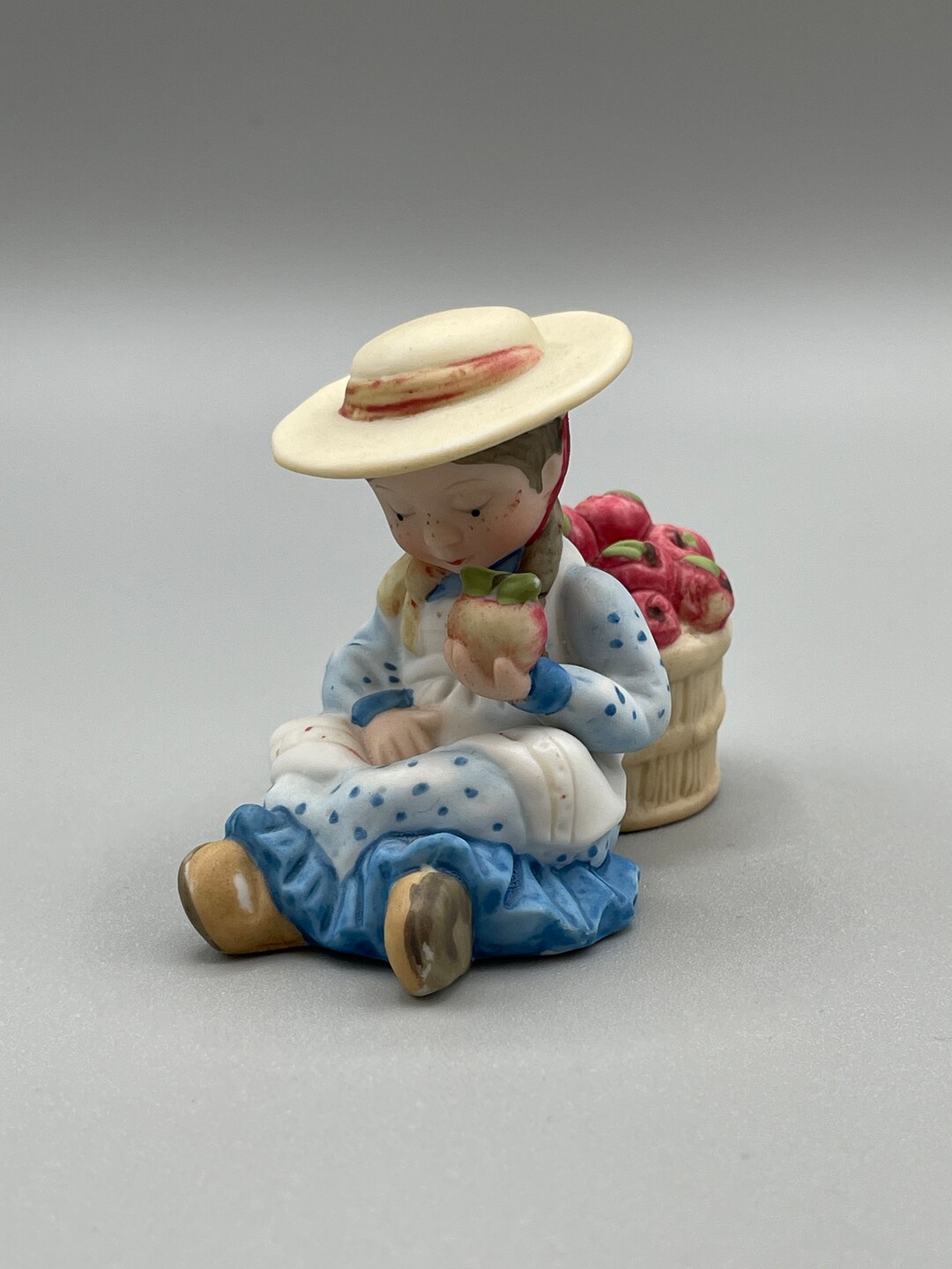Vintage Holly Hobbie Figurine Girl With Basket of Apples Likely From