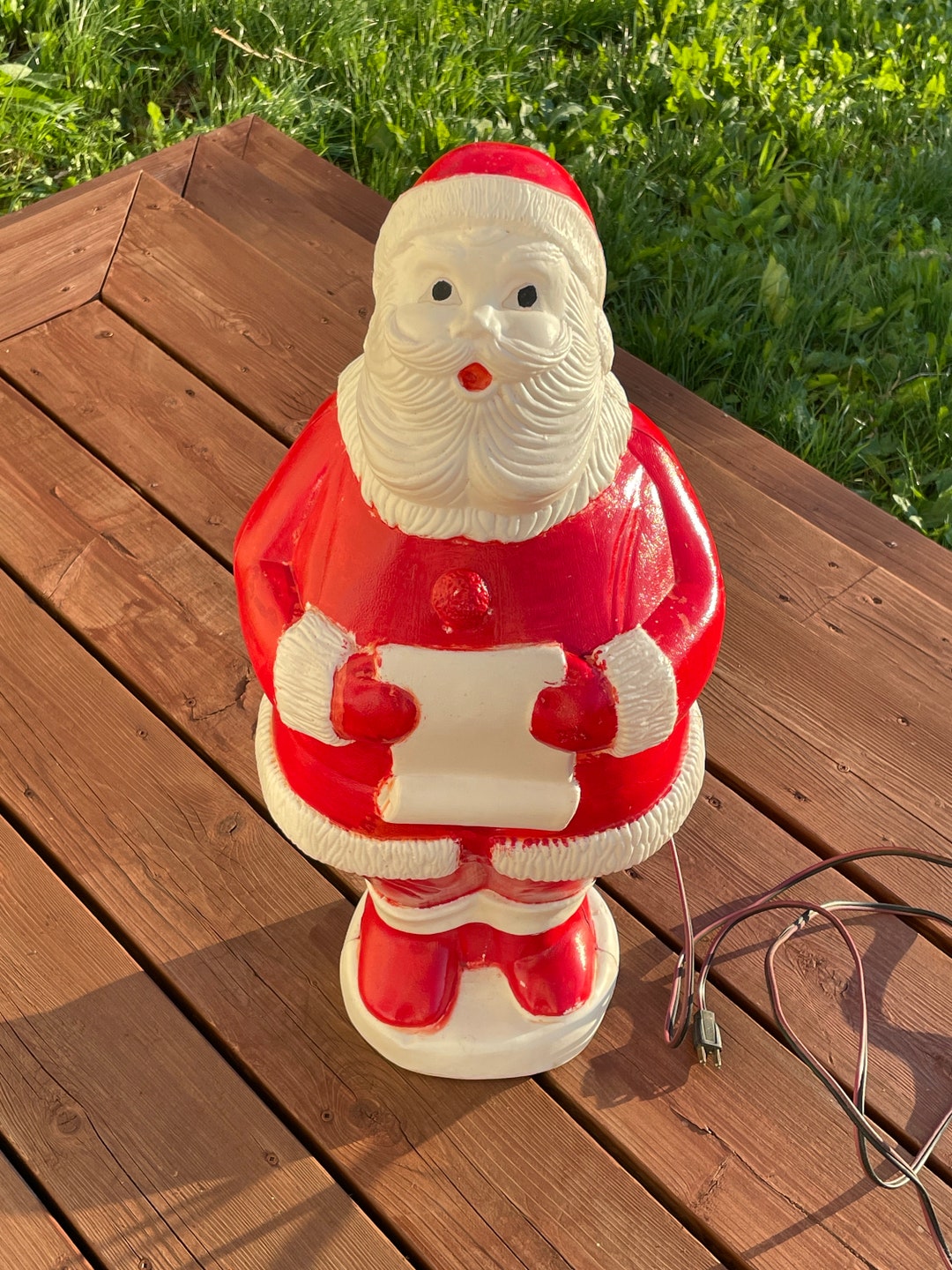 Vintage Santa Claus Blow Mold Red Santa Holding His Christmas List - Etsy