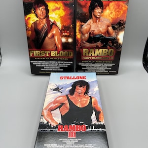 VHS Rambo Sylvester Stallone movies First Blood, Rambo First Blood Part II, Rambo III