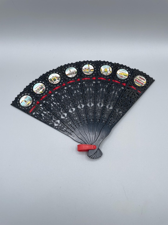 Vintage plastic hand fan souvenir of København Copenhagen, Denmark