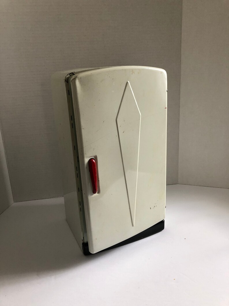 Vintage 1950s Metal Toy Refrigerator With Plastic Accessories Etsy