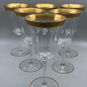 Tiffin Franziskaner Rambler Rose Wasserkelche Weingläser mit Goldrand 6er Set