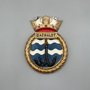 Vintage Royal Navy Cachalot TAMPION ships crest Porpoise Class Submarine