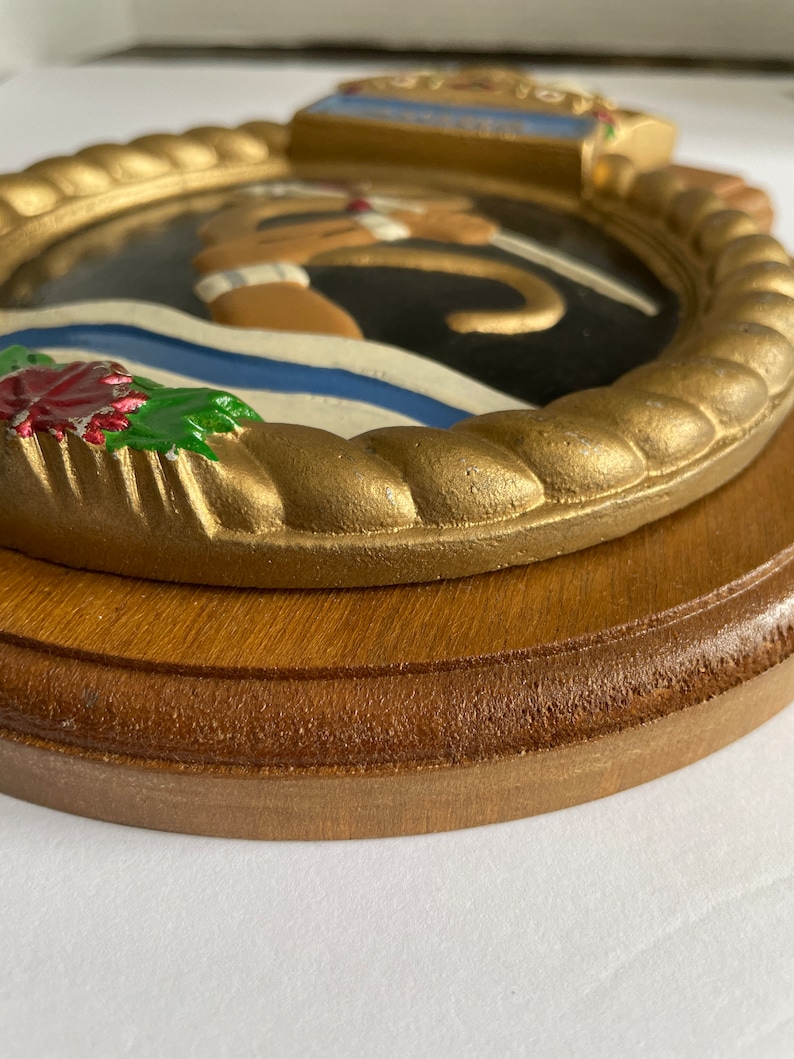 Vintage HMCS Algonquin TAMPION on Plaque Ships Crest Badge Iroquois ...