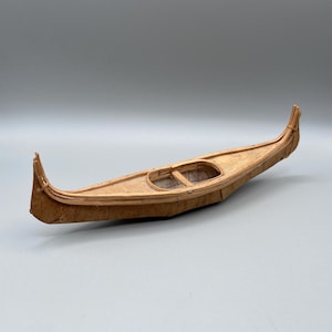 Canadian Indigenous art birch bark kayak mid to late 20th century souvenir piece