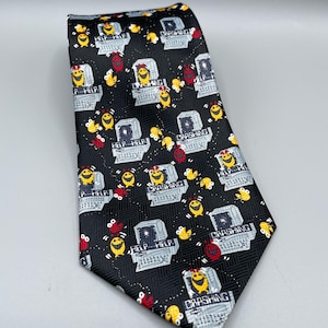 Vintage Pacmac style computer video game Neckwear Necktie Novelty Silk Tie 57 inches long and 4 inches wide