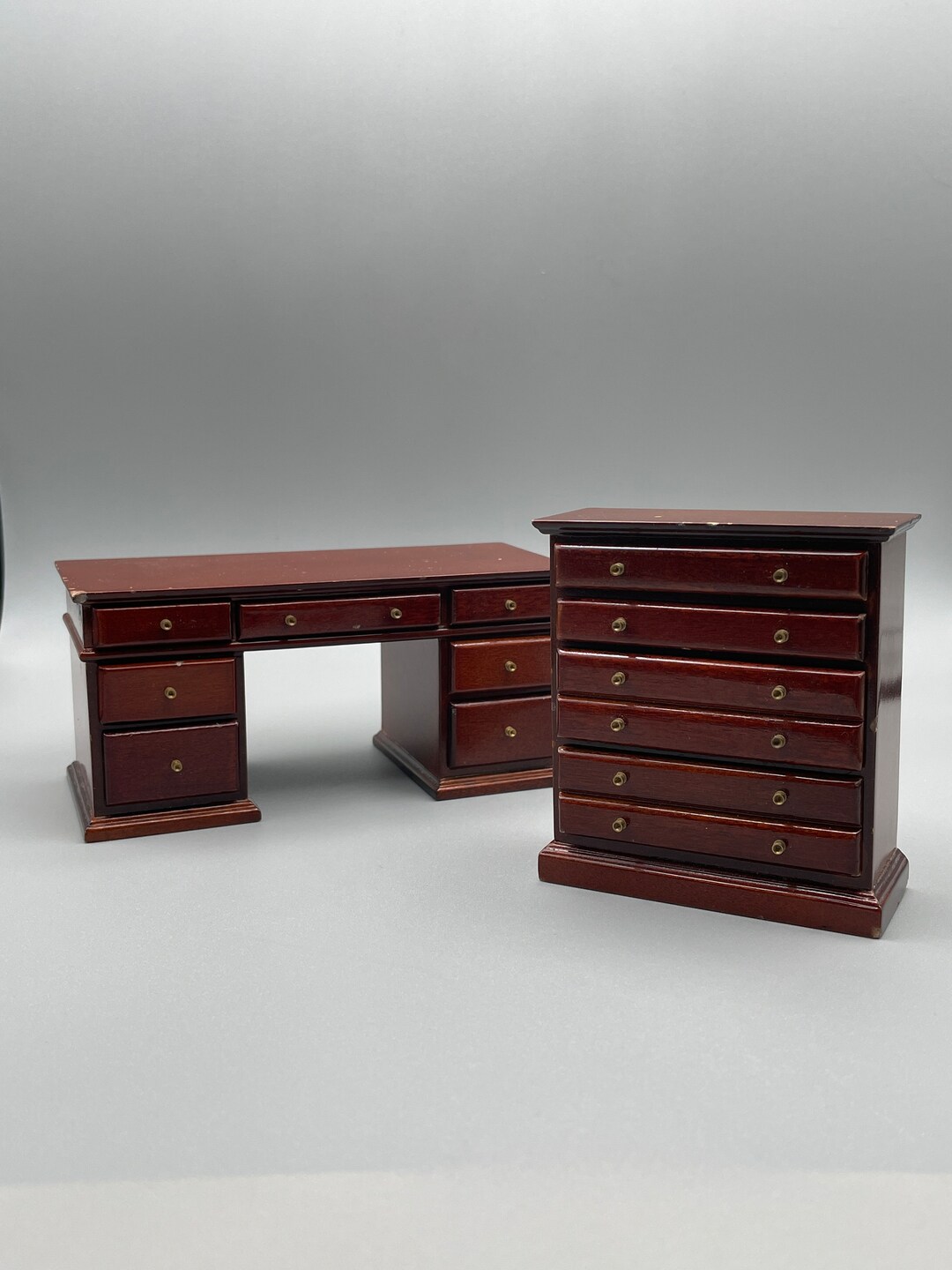 Vintage Miniature Dollhouse Furniture Highboy Dresser and Desk With Drawers That Come Out Etsy