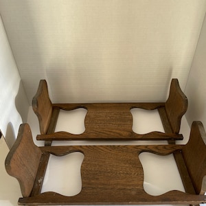 Vintage folding book stands with Indian Chief on each end - table top book racks set of two