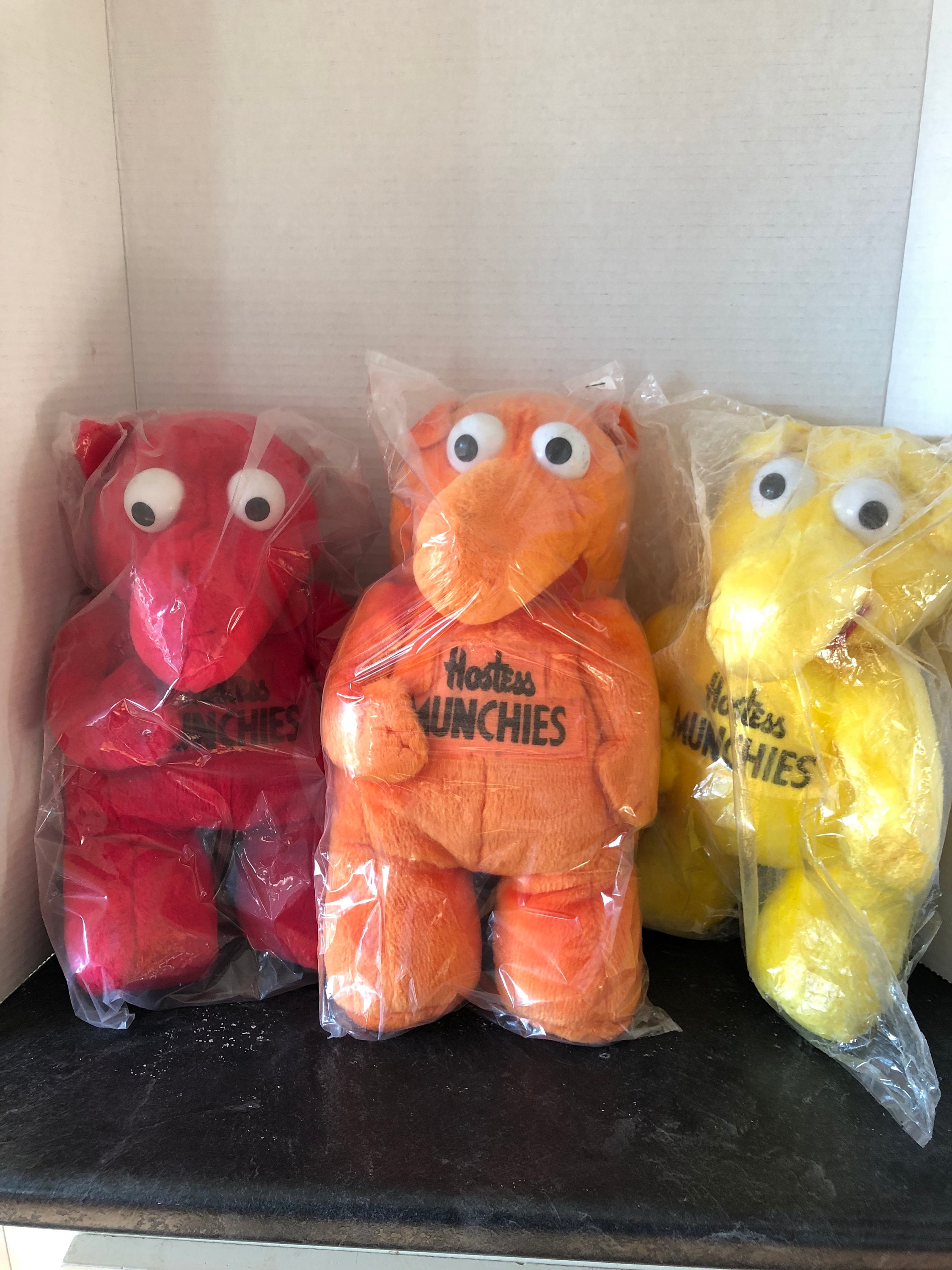 Vintage 1980s Hostess Munchies Plushies Plush Set of 3 Orange Red