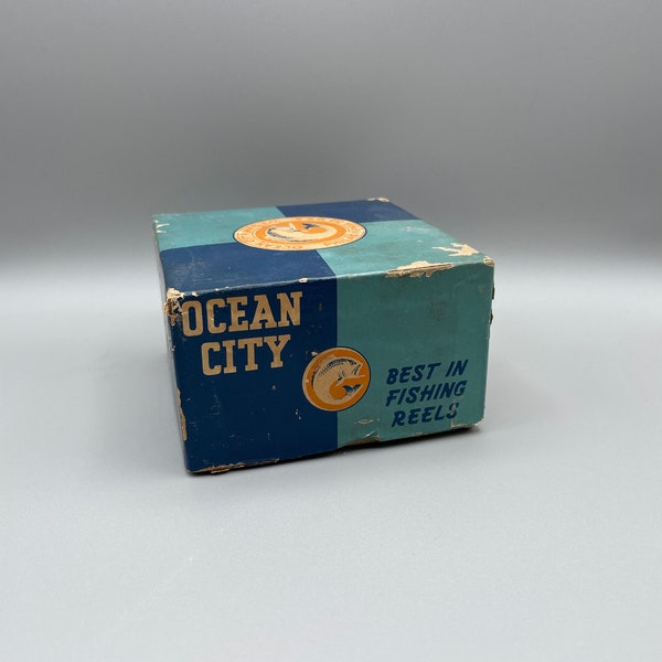 Vintage Ocean City No.36 Fly Reel box with original instruction and care paper. Great fishing collectible made in USA