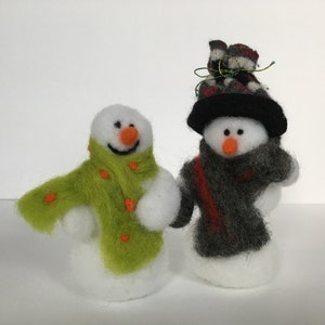 3D wool needle felted SNOWMEN sculpture