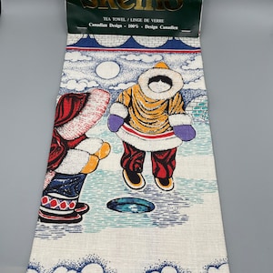 Skemo tea towel Anthony Tony Paine Inuit Children new old stock Canadian design