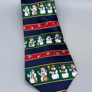 Cravate fantaisie hiver bonhomme de neige de Noël
