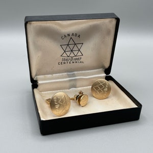 Kanada 1867-1967 Centennial Manschettenknöpfe und Krawattennadel mit Kette in original Etui