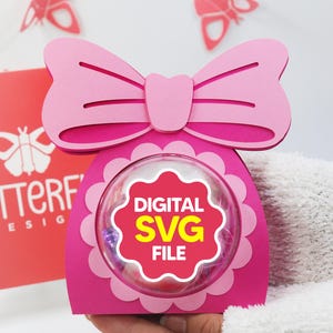 Cut File Coquette Bow Süßigkeitenhalter Kuppelgröße 8cm