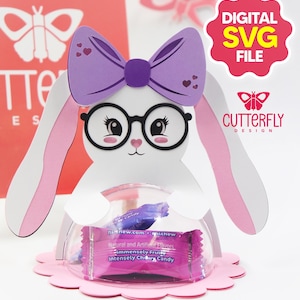 Cute Easter Bunny Candy Holder | Bunny Candy Dome | Easter Gift for Coworkers | Cricut Cut File | Easter Candy Box | Glasses Treat Holder