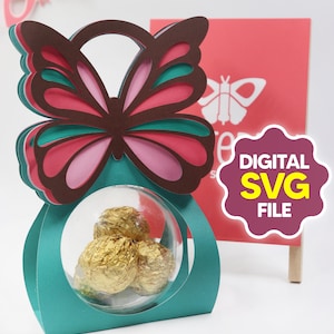 Vlinder snoephouder SVG - Koepelformaat 8 cm - 3D papieren vlindergunst - Snoepdoos sjabloon - Cricut SVG-bestand - Feestdecoratie