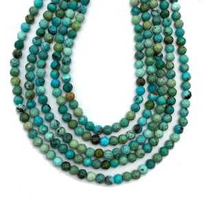 15.75" Strand Genuine 2.5mm Round Faceted Turquoise Gemstone Beads