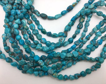 Blue Turquoise Nuggets Beads Dark Blue turquoise Arizona Turquoise 13 long strand Natural Beads