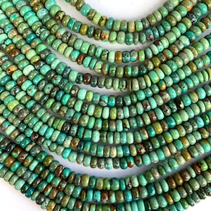 16" Strand Genuine 5mm Green Blue Turquoise Rondelle Gemstone Beads