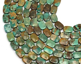 16" Strand Genuine 10x14mm Turquoise Rectangle Gemstone Beads