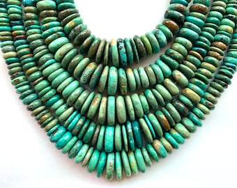 Native American Quality Santo Domingo Graduating Green Turquoise Sterling Silver Necklace Native American Quality Santo Domingo Graduating Green Turquoise Sterling Silver Necklace