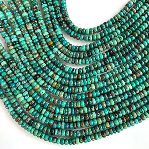 16" Strand Genuine 5mm Blue Turquoise Rondelle Gemstone Beads