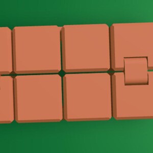 Può includere: Un set di sei piastrelle quadrate di colore terracotta con una cerniera su ogni lato. Le piastrelle sono disposte in una griglia 2x3.