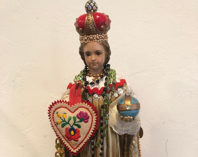 Featured listing image: Infant of Prague BIG HEART 17.5" Devotional Art Statue 2nd Hand Revival Art Studio