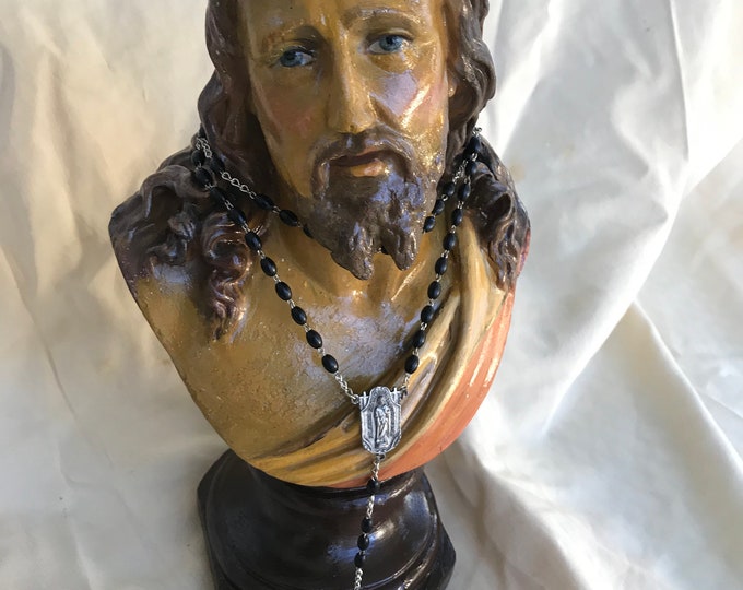 Featured listing image: Bust of Jesus Crown of Thorns w Rosary Devotional Art Statue by  2nd Hand Revival