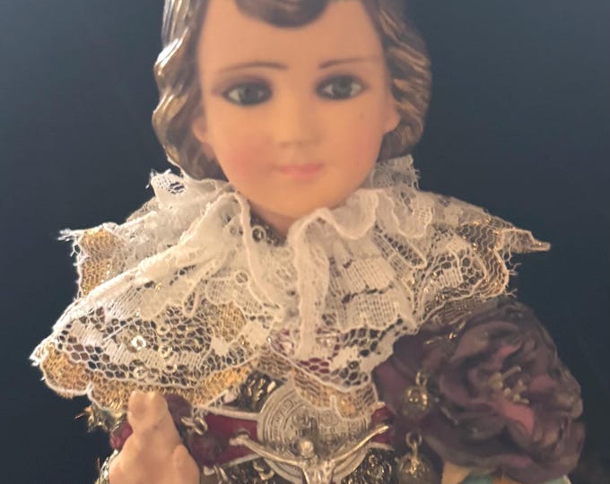 Featured listing image: Infant of Prague Christmas Dress Devotional Art Statue 13.5"  2nd Hand Revival Art Studio