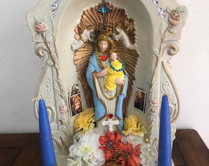 Featured listing image: Virgin Mary for Ukraine Altar Devotional Art Statue 2nd Hand Revival Art Studio