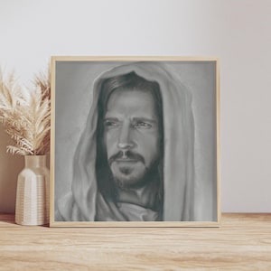 Christ in Contemplation drawing of Jesus wall art digital download