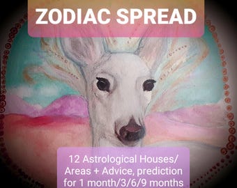 Tarot Reading Zodiac Spread, Astrological Wheel, 12 Areas of Your Life (for 1/3/6/9 months)