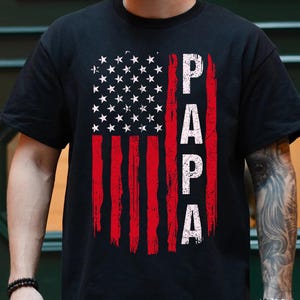 American Papa Flag Shirt PNG | Trendy Patriotic Dad Design Digital Download File | American Dad Flag Sublimation for Print PNG