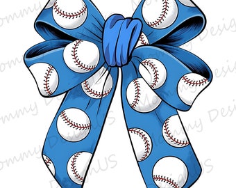 Blue Coquette Baseball  PNG | Trendy Baseball Mama Bow Design Digital Download File | Game Day Mom Sublimation for Print