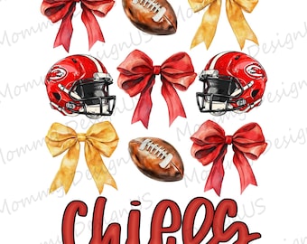 KC Chiefs Coquette Football PNG | Vintage Kansas Mascot Design Digital Download File | Trendy Game Day Sublimation for Print PNG