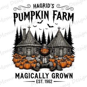 Hagrids pumpagård PNG, läskig säsongsdesign, digital nedladdning av höstvibbar