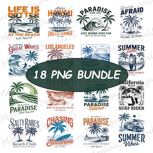 Retro Summer Bundle PNG | Vintage Summer Beach Vibes Design Digital Download File | Trendy Summer Shirt Sublimation for Print SVG