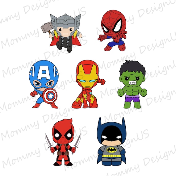 Baby Superhero PNG | Superhero Kids Clipart Design Digital Download File | Avengers Superheroes Bundle Sublimation for Print PNG