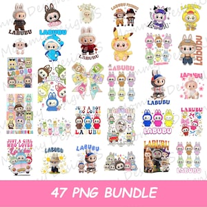 Trendy Labubu PNG Bundle | Kawaii Cartoon Monster Clipart Design Digital Download File | Popular Kawai Labubu Doll Sublimation for Print PNG