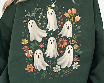 Vintage Floral Ghost PNG, Trendy Spooky Season Design, Boho Fall Vibes Digital