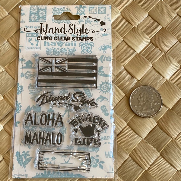 Hawaiian Tropical 808 State Acrylic Clear Cling Stamps Island Aloha Mahalo Ohana Hawaii Polynesian Craft Papercrafting Scrapbooking Lilikoi